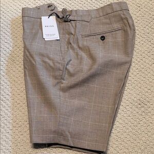Reiss Taupe Plaid Dress Shorts